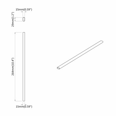 vidaXL Ράβδος Ντουλάπας 2 τμχ. Ασημί 264 x 15 x 29 mm
