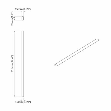 vidaXL Ράβδος Ντουλάπας 2 τμχ. Ασημί 316 x 15 x 29 mm