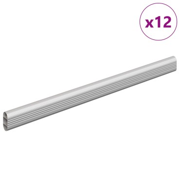 vidaXL Ράβδος Ντουλάπας 12 τμχ. Ασημί 371,5 x 15 x 29 mm