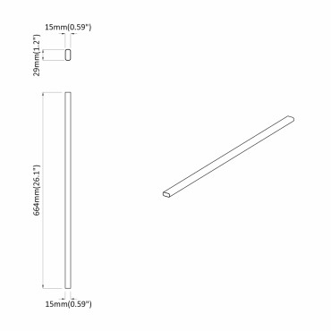 vidaXL Ράβδος Ντουλάπας 2 τμχ. Ασημί 664 x 15 x 29 mm