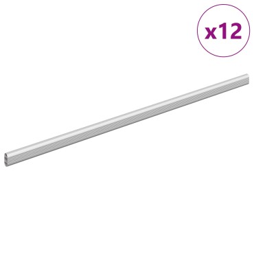 vidaXL Ράβδος Ντουλάπας 12 τμχ. Ασημί 664 x 15 x 29 mm