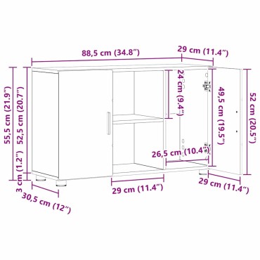 vidaXL Πλαϊνό γραφείο FLORIN 88,5x30,5x55,5cm Σκυρόδεμα Γκρι