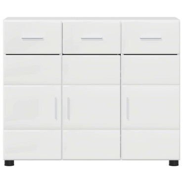vidaXL Πλαϊνό γραφείο FLORIN 88,5x30,5x73cm Υψηλής γυαλάδας λευκό