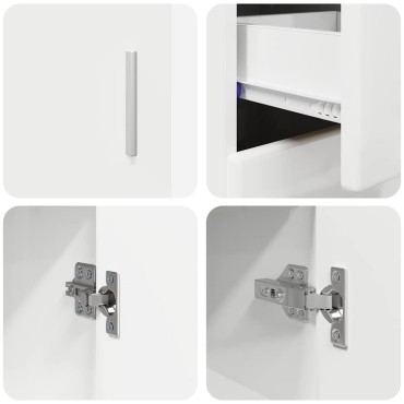 vidaXL Πλαϊνό γραφείο FLORIN 88,5x30,5x73cm Υψηλής γυαλάδας λευκό