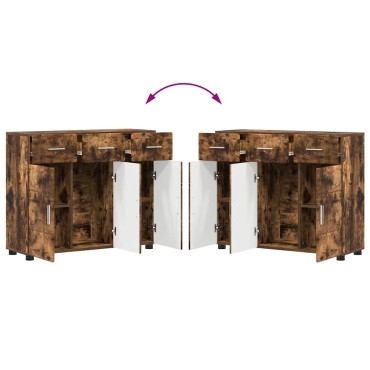 vidaXL Πλαϊνό γραφείο FLORIN 88,5x30,5x73cm Καπνισμένο Ξύλο Δρυός