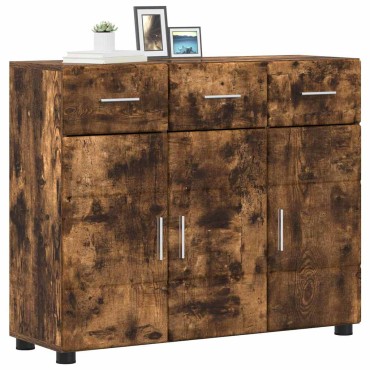vidaXL Πλαϊνό γραφείο FLORIN 88,5x30,5x73cm Καπνισμένο Ξύλο Δρυός