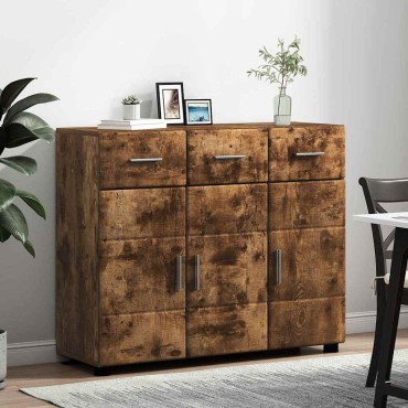 vidaXL Πλαϊνό γραφείο FLORIN 88,5x30,5x73cm Καπνισμένο Ξύλο Δρυός