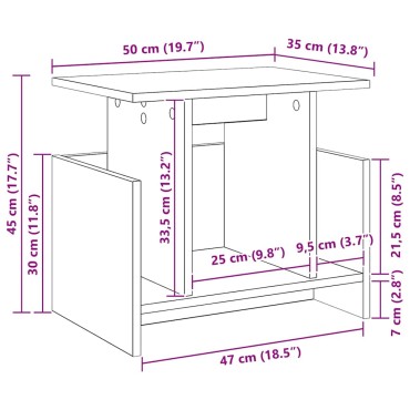 vidaXL Βάση TV 50x35x45cm Σκυρόδεμα Γκρι Επεξεργασμένο Ξύλο