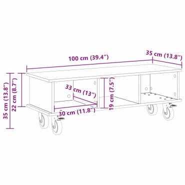 vidaXL Βάση TV 100x35x35cm Παλιό ξύλο Επεξεργασμένο Ξύλο