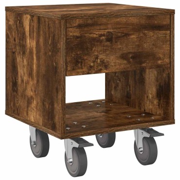 vidaXL Κομοδίνο Καπνιστό Δρύς 40,5x40x48cm Επεξεργασμένο Ξύλο 1 τεμ.