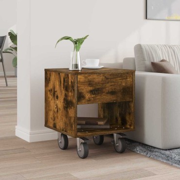 vidaXL Κομοδίνο Καπνιστό Δρύς 40,5x40x48cm Επεξεργασμένο Ξύλο 1 τεμ.