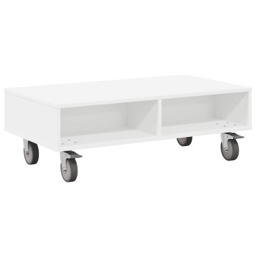 vidaXL Κομοδίνο με τροχούς Λευκό 90x50x30cm Επεξεργασμένο Ξύλο 1 τεμ.