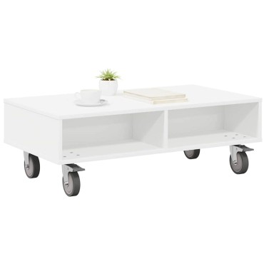 vidaXL Κομοδίνο με τροχούς Λευκό 90x50x30cm Επεξεργασμένο Ξύλο 1 τεμ.