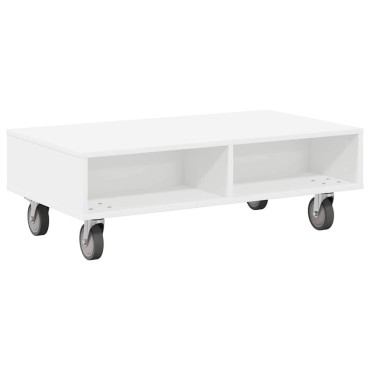 vidaXL Κομοδίνο με τροχούς Λευκό 90x50x30cm Επεξεργασμένο Ξύλο 1 τεμ.
