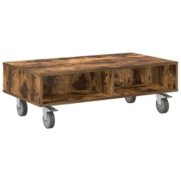 vidaXL Κομοδίνο με τροχούς Καπνιστό Δρύς 90x50x30cm 1 τεμ.