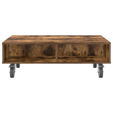 vidaXL Κομοδίνο με τροχούς Καπνιστό Δρύς 90x50x30cm 1 τεμ.