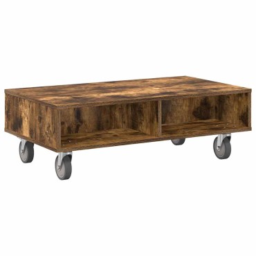 vidaXL Κομοδίνο με τροχούς Καπνιστό Δρύς 90x50x30cm 1 τεμ.
