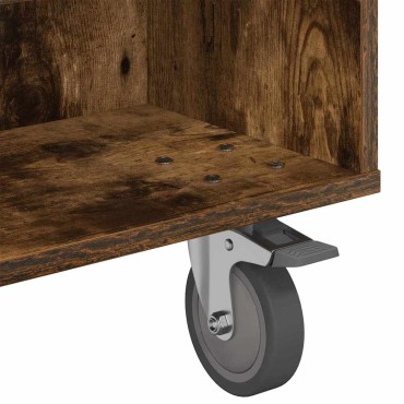 vidaXL Κομοδίνο με τροχούς Καπνιστό Δρύς 90x50x30cm 1 τεμ.