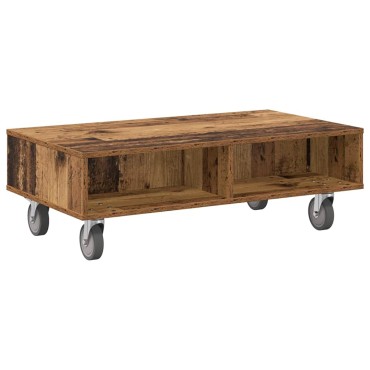 vidaXL Κομοδίνο με τροχούς Παλιό ξύλο 90x50x30cm 1 τεμ.