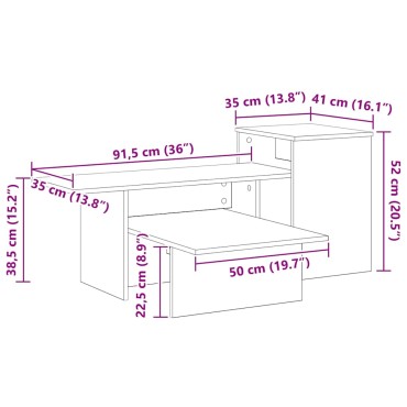 vidaXL Τραπέζι κονσόλας Παλιό ξύλο 91,5x35x38,5 εκ