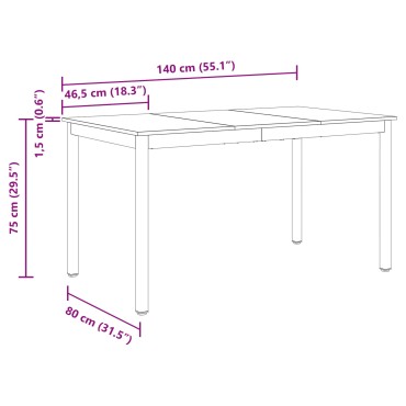 vidaXL Τραπεζαρίες 140x80x75cm ΜΕΤΑΛΛΟ Ορθογώνιος