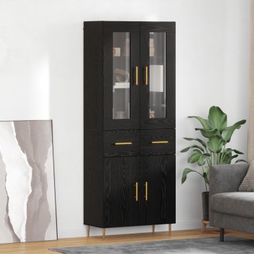 vidaXL Highboard 2 τεμ. Μαύρη Οξυά 69,5x34x180cm
