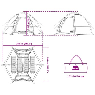 vidaXL 4 ατόμων Μπλε 185T Πολυεστέρας