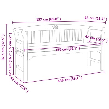 vidaXL Παγκάκι Ρόδου Φυσικό 157x46x82,5cm Στερεό Ξύλο Ακακίας 1 τεμ.