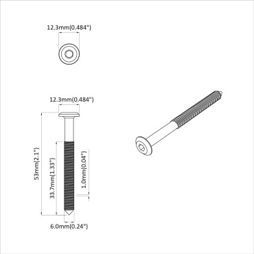 vidaXL Βίδα 12 τμχ. Ασημί M6 x 50 mm Ατσάλι