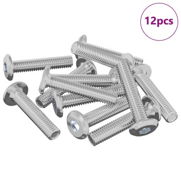 vidaXL Βίδα κλειδώματος Μονόχρωμο 12 τμχ. Ασημί M6 x 30 χιλ. Ατσάλι