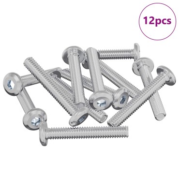 vidaXL Βίδα κλειδώματος Μονόχρωμο 12 τμχ. Ασημί M6 x 35 χιλ. Ατσάλι