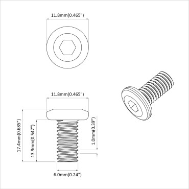 vidaXL Βίδα με κλειδί κεφαλής 12 τμχ. Ασημί M6 x 15 mm Ατσάλι