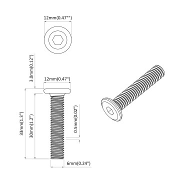 vidaXL Βίδα με κλειδί κεφαλής 12 τμχ. Ασημί M6 x 30 χιλ. Ατσάλι