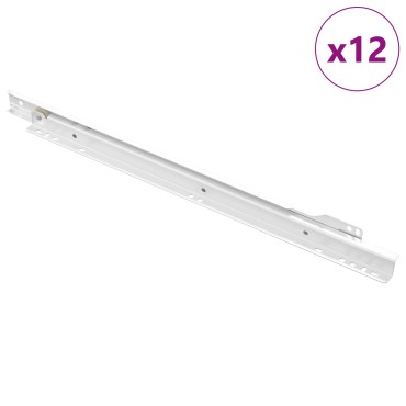 vidaXL Οδηγός Συρταριού 12 τμχ. Λευκό 400 mm Ατσάλι