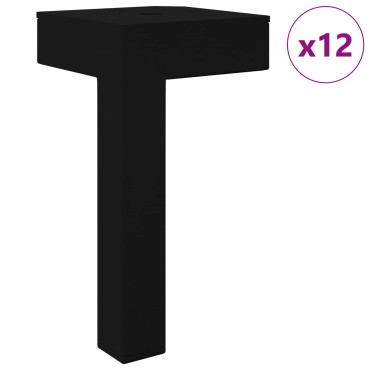 vidaXL Στηρίγματα 12 τμχ. Μαύρο 57 x 57 x 100 mm Σίδερο