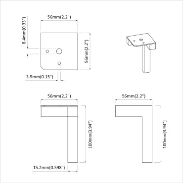vidaXL Στηρίγματα 12 τμχ. Μαύρο 57 x 57 x 100 mm Σίδερο