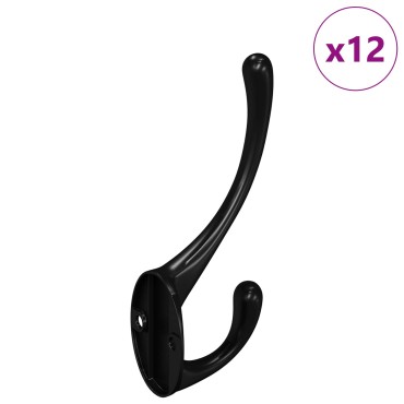 vidaXL Κρεμάστρα Ρούχων 12 τμχ. Μαύρο 102 x 29 x 47mm Ζαχαροχάλκος