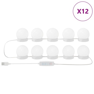 vidaXL Φώτα Καθρέφτη 12 pcs Λευκό 4.5 x 4.5 x 4.8 εκ Πλαστικό