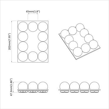 vidaXL Φώτα Καθρέφτη 12 pcs Λευκό 4.5 x 4.5 x 4.8 εκ Πλαστικό