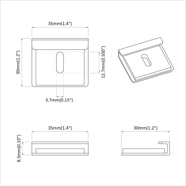 vidaXL Βραχίονας Στήριξης Καθρέφτη 340 Νίκελ 35 x 30 x 8,3 mm Ατσάλι