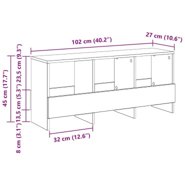vidaXL Ράφι Περιοδικών Μαύρη Οξυά 102x30x45cm 1 τεμ.