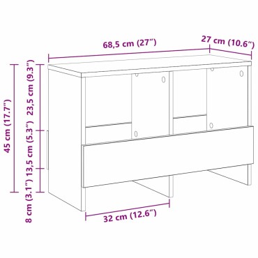 vidaXL Ράφι Περιοδικών Μαύρη Οξυά 68,5x30x45cm 1 τεμ.