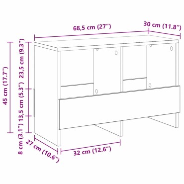 vidaXL Ράφι Περιοδικών Καπνιστό Δρύς 68,5x30x45cm 1 τεμ.