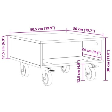 vidaXL Κομοδίνο με τροχούς Δρύς Sonoma 50,5x50x30 εκ 1 τεμ.