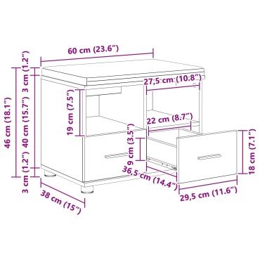 vidaXL Παγκάκι Χαλωρίου Παλιό ξύλο 60x38x46 εκ 1 τεμ.