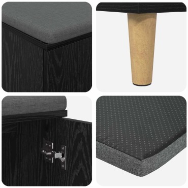 vidaXL Παγκάκι Χαλωρίου με μαξιλάρι Μαύρη Δρυς 60x38x46 εκ 1 τεμ.