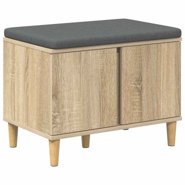 vidaXL Παγκάκι Χαλωρίου με μαξιλάρι Δρύς Sonoma 60x38x46 εκ 1 τεμ.