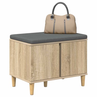 vidaXL Παγκάκι Χαλωρίου με μαξιλάρι Δρύς Sonoma 60x38x46 εκ 1 τεμ.