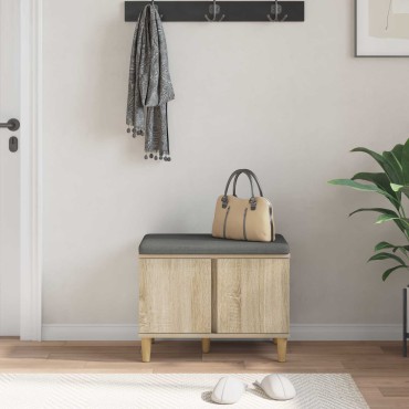 vidaXL Παγκάκι Χαλωρίου με μαξιλάρι Δρύς Sonoma 60x38x46 εκ 1 τεμ.