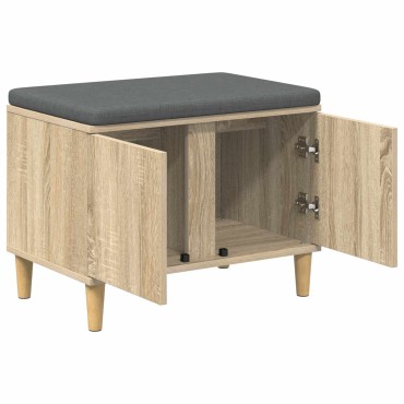 vidaXL Παγκάκι Χαλωρίου με μαξιλάρι Δρύς Sonoma 60x38x46 εκ 1 τεμ.